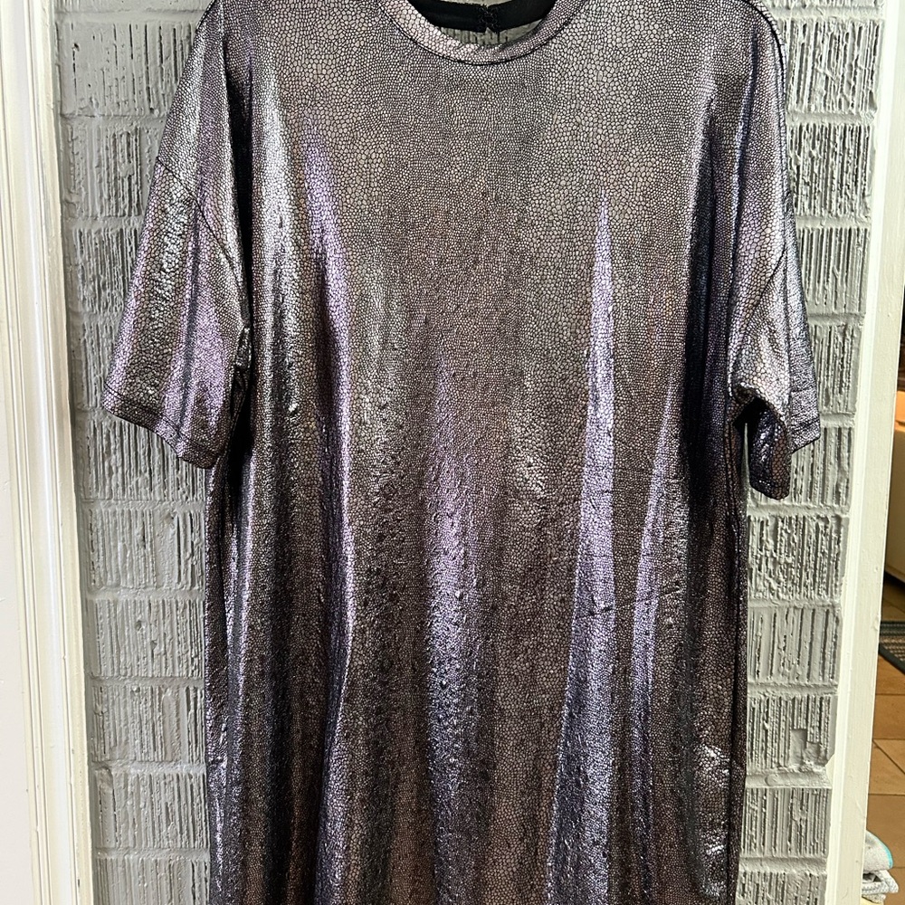 Bar III Shiny Silver Textured Dress